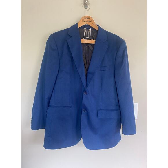 Antonio Cardinni Blue Plaid Silk Blend 2 Button Jacket Blazer Sport Coat 42R